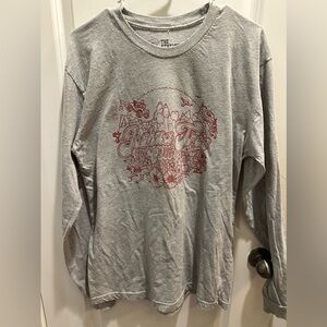 Joshua Tree Graphic Long Sleeve Tee - Grey with Red Print